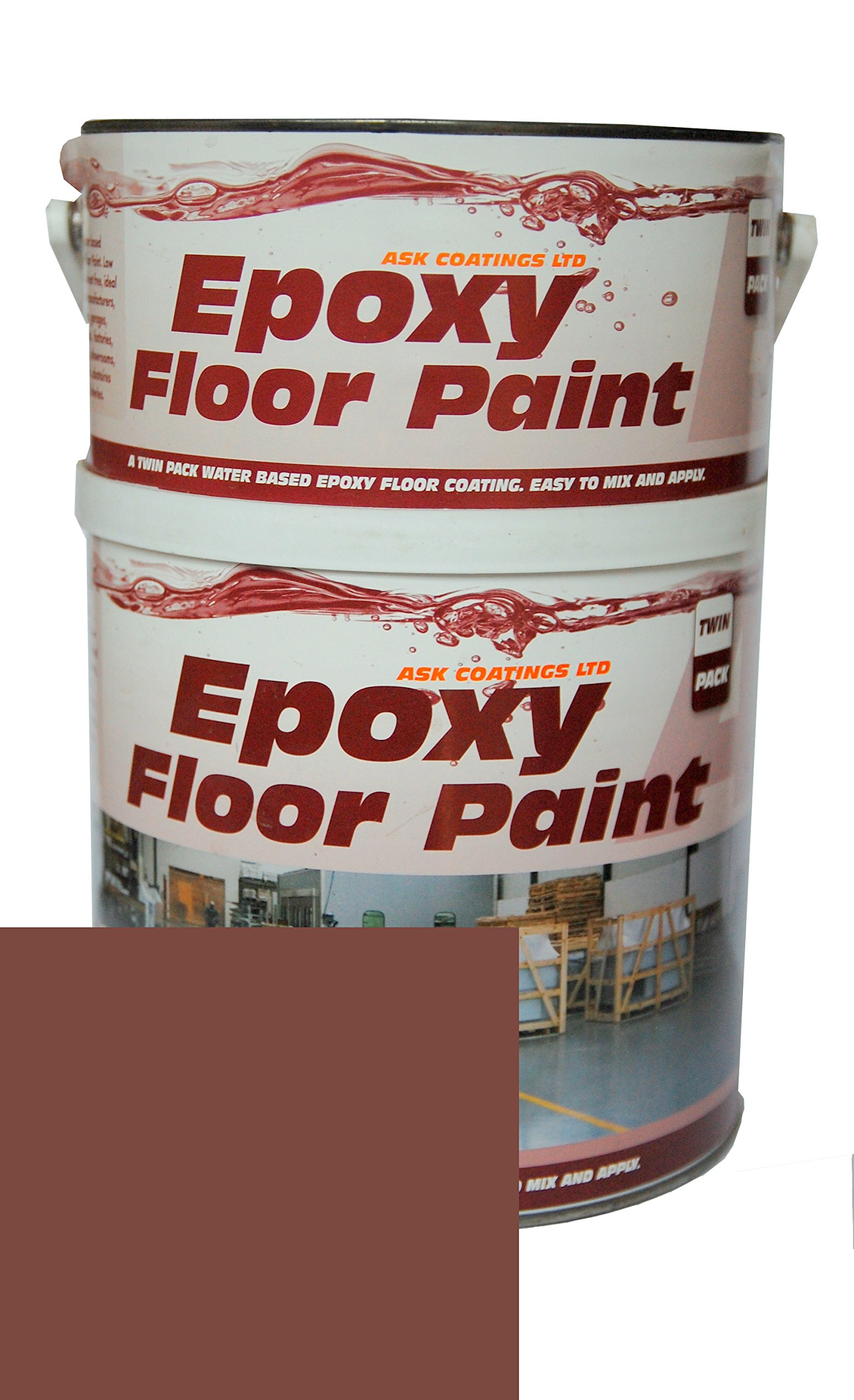 Epoxy Resin Floor Paint by Ask Coatings. for Garage, Industrial and Domestic. 2.5L (Red Oxide)