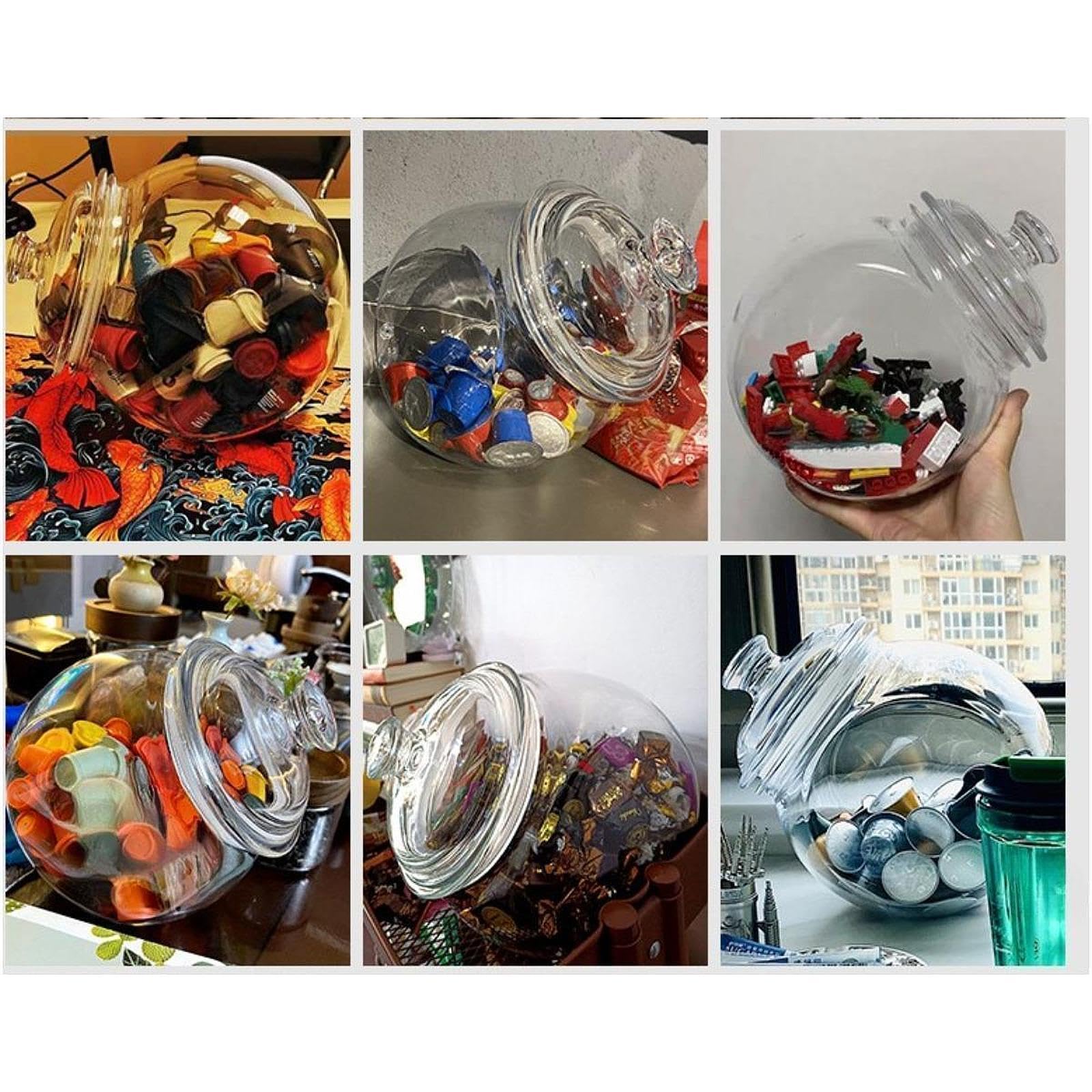 Tarro de Cristal Inclinado, Tarro de Dulces Multifuncional con Cierre, Recipiente de Almacenamiento para Decoración del Hogar, 6.2l, Individual