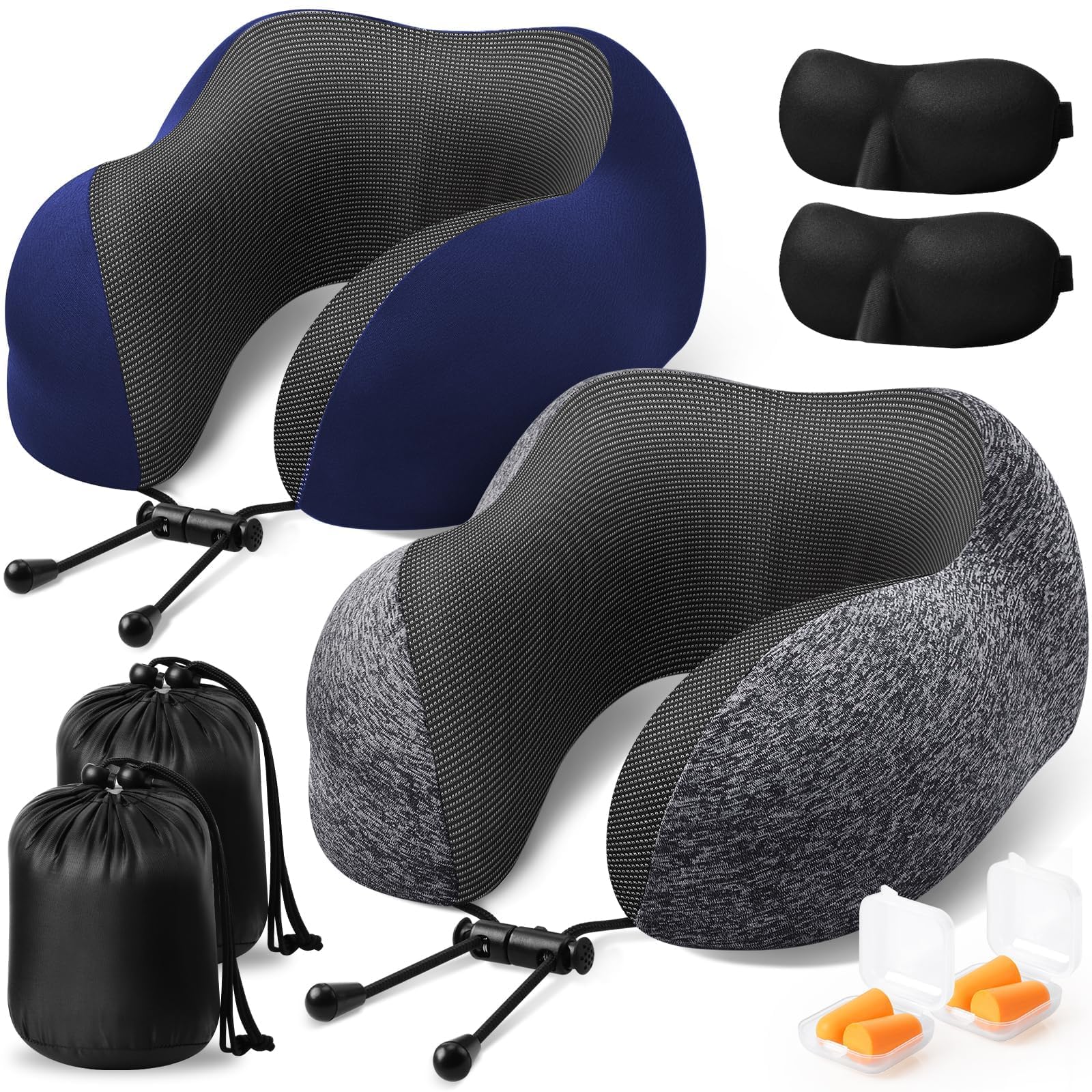 ExploreBliss Travel Pillow, Neck Pillow Airplane, Grey &amp; Blue
