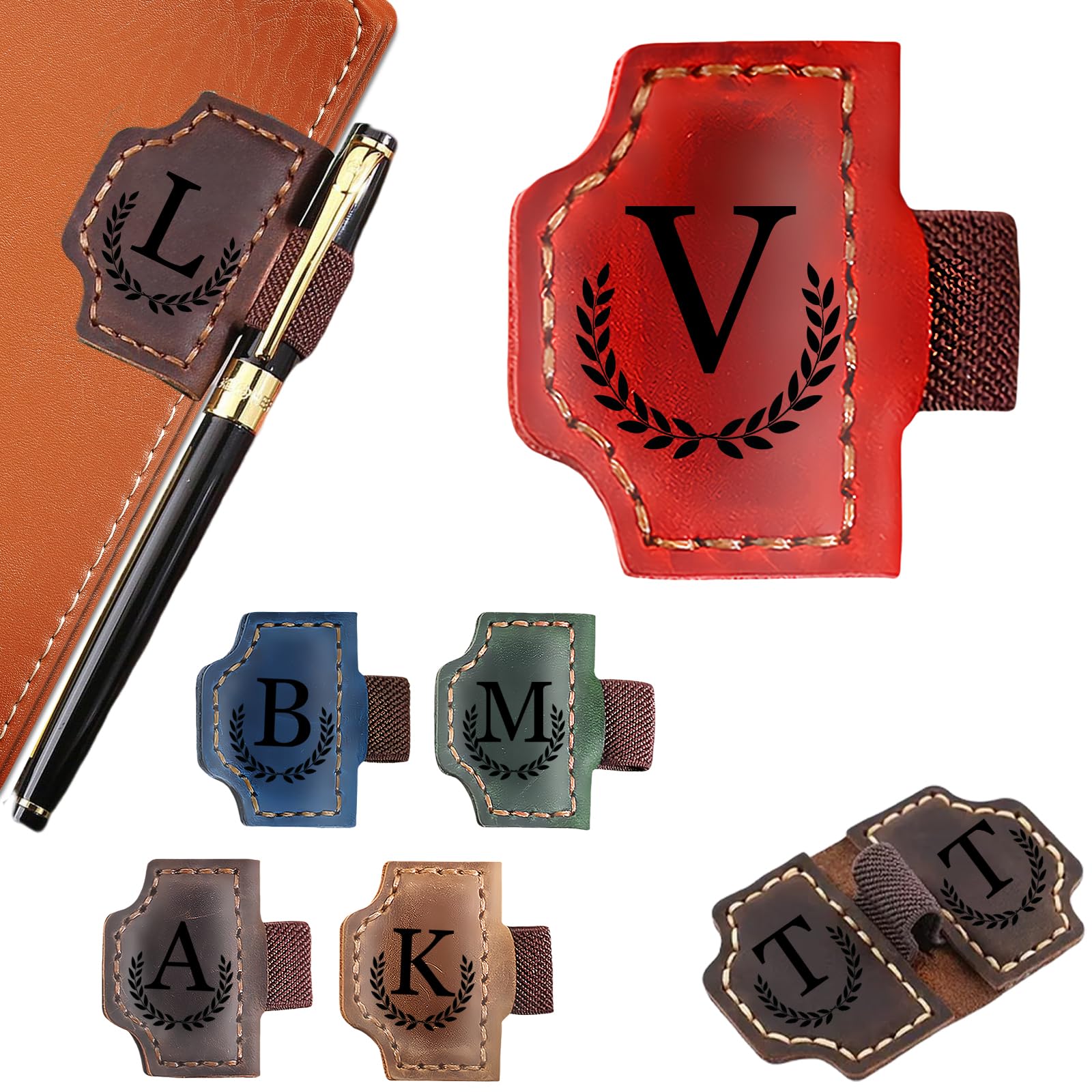 Custom Bookmark with Pen Holder Personalized Magnetic Leather Bookmarks with Initial Magnetic Leather Pen Holder Bookmark for Reading Women and Men