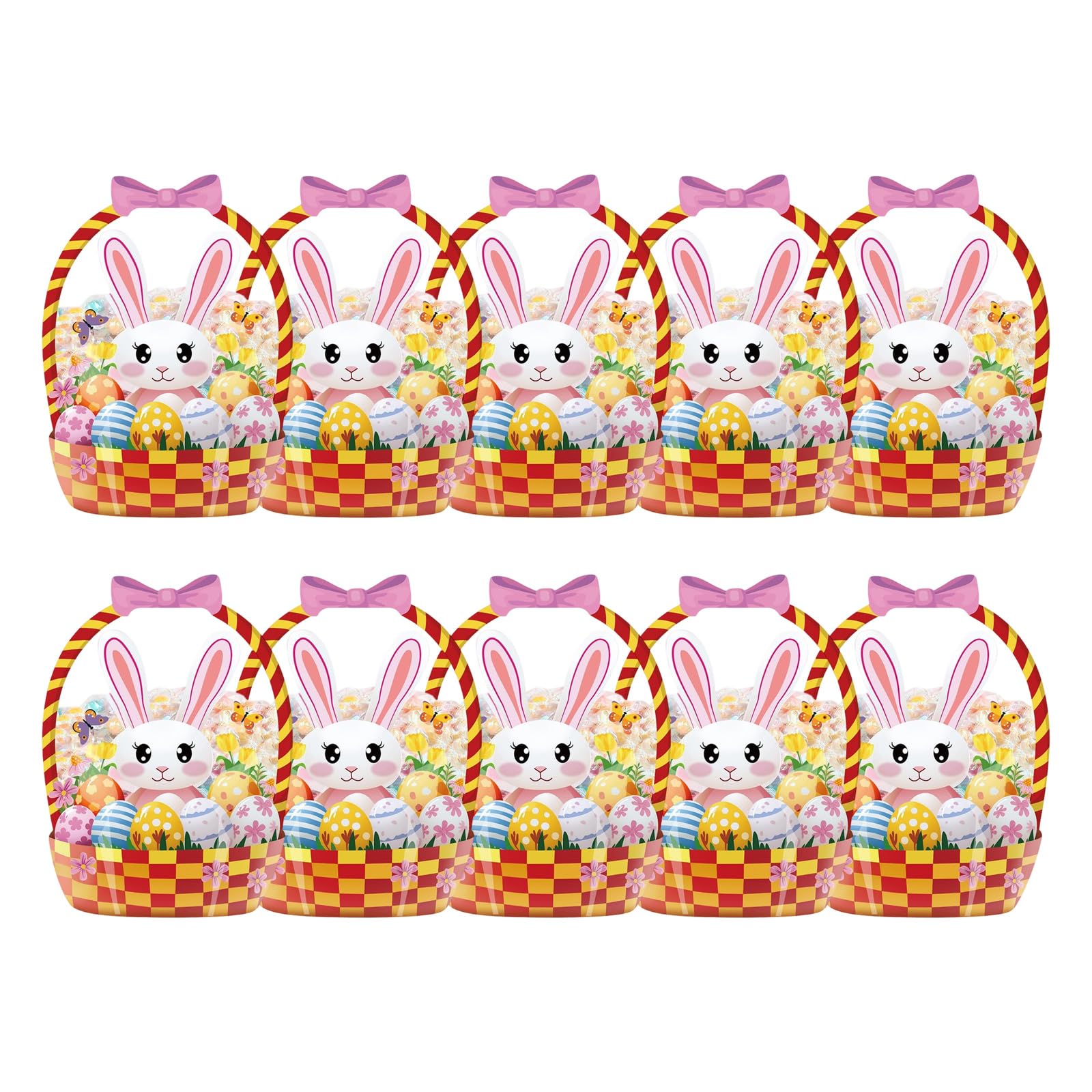 hogtnd Food Grade Rabbits Shape Candy Bags Ideal for School and Seasonal Decorations Clear Easter Rabbits Treat Bags