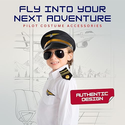 Miniatura 3 de Dress Up America Conjunto de disfraz de piloto - Conjunto de accesorios de disfraz de piloto de aerolínea para niños y adultos
