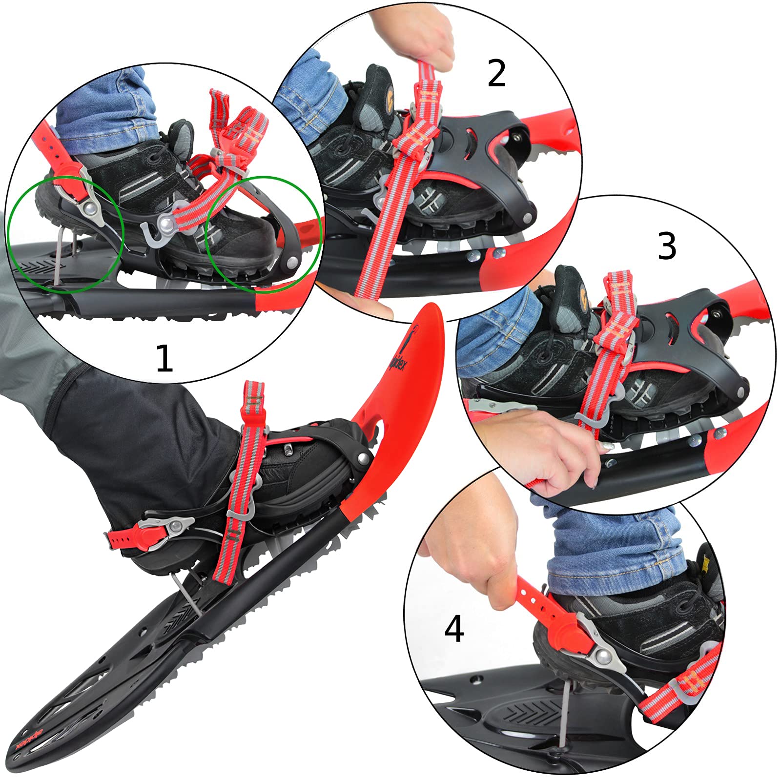 ALPIDEX Raquette Neige 38-46 Jusqu'à 140 kg Sac Transport Bâtons Optionnel