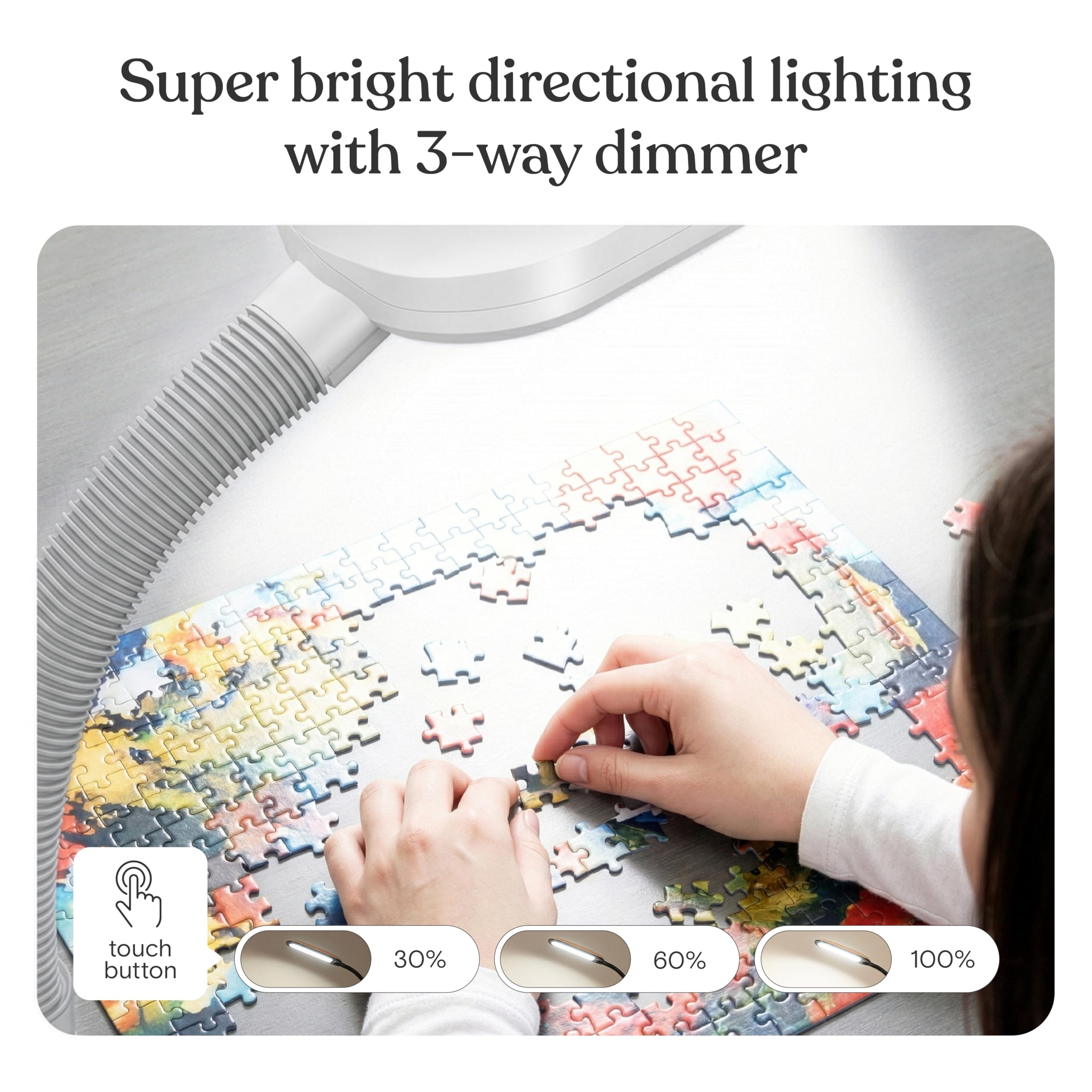 Brightech Litespan lampa stojąca LED do czytania i rzemiosła, nowoczesna lampa stojąca z łabędzią szyją, idealna do szycia i sypialni, biała