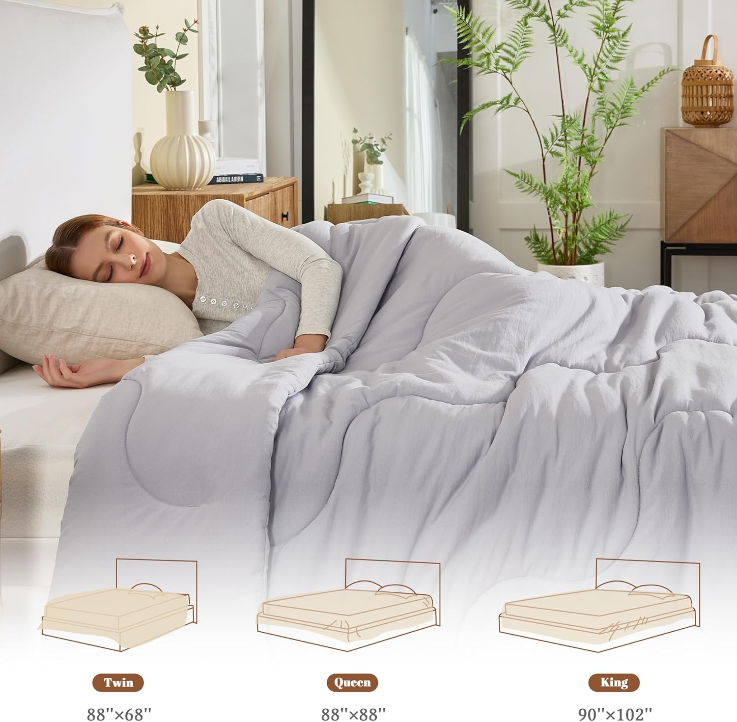 King Size Comforters Duvet Insert,Soft Down Alternative with Corner Tabs,Quilted Comforters for All Seasons,Machine Washable,King 90 x 102 Inches - Image 6