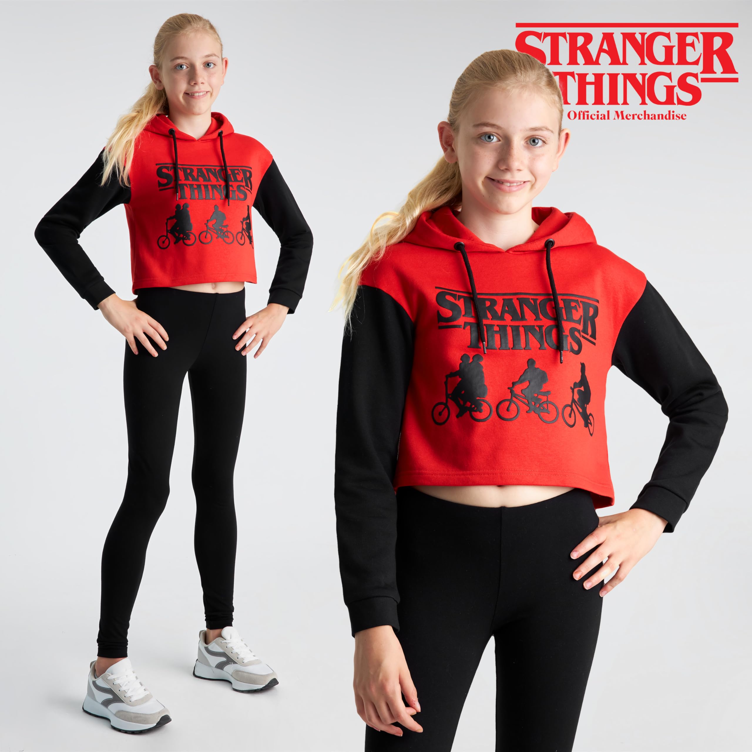 Stranger Things Sudadera Niña y Adolescentes 9-16 Años Sudadera con Capucha Regalos Cumpleaños Niños Colegio (Rojo/Negro, 14-15 Años)