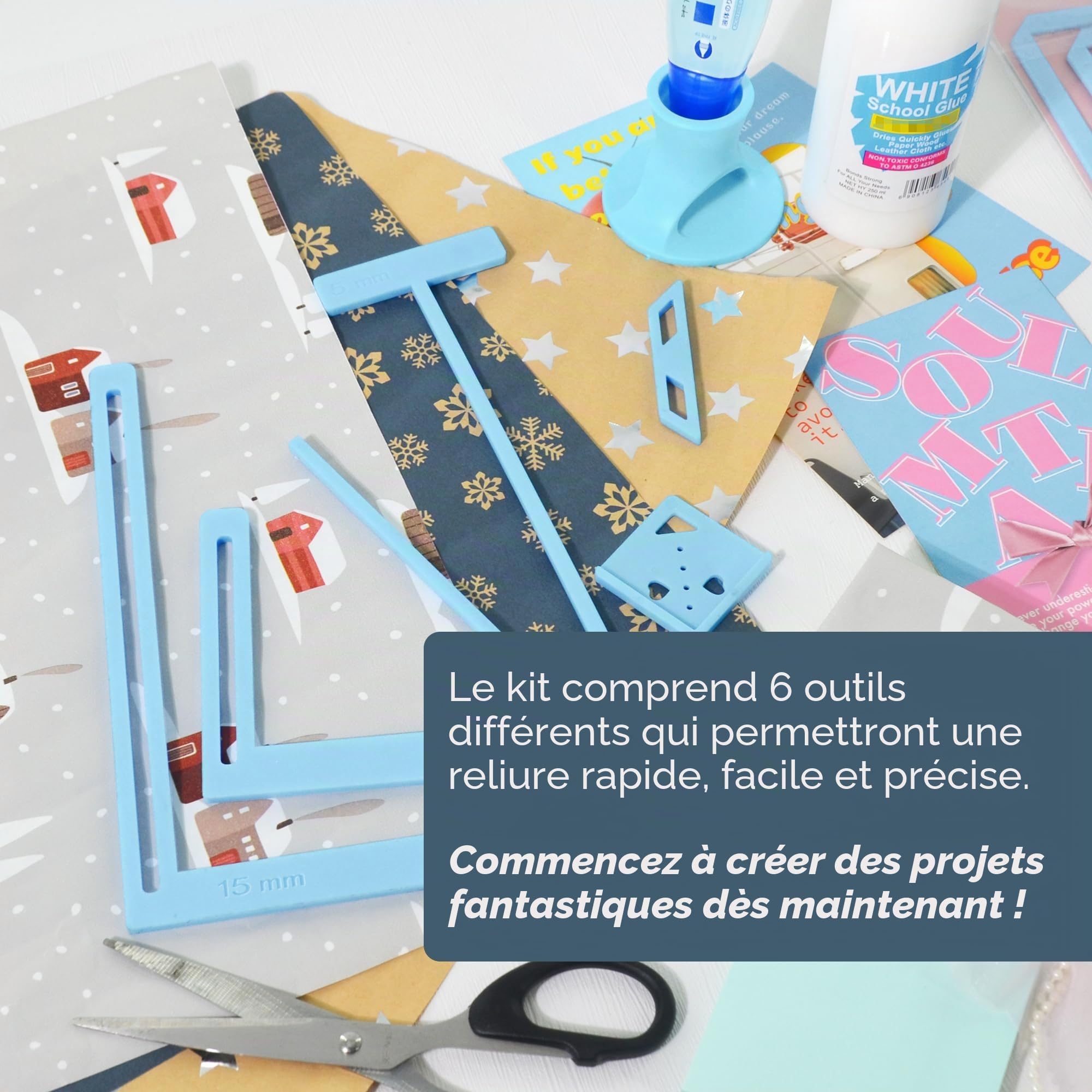Lot de 6 outils de scrapbooking faciles à lier, parfaits pour les débutants, pochoirs et guides de découpe, peuvent être transformés en bloc-notes, calendriers, journaux, manuels
