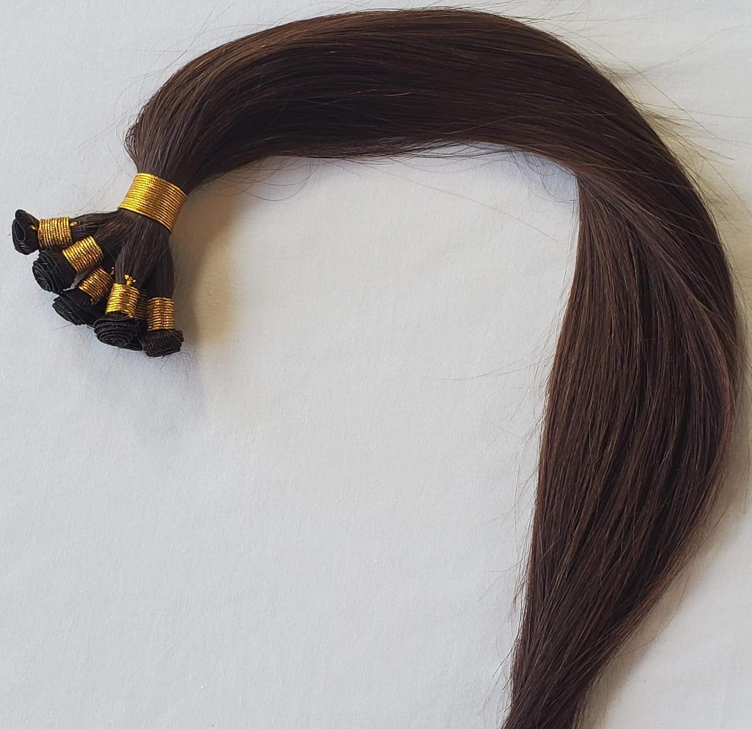 Hair Faux You 22" Hand-Tied Weft Hair, 8 Bundles, 100 grams, Soft Silky Straight,100% Human Remy Weft Hair Extensions #2 Darkest Brown