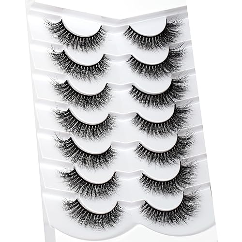 Miniatura 234 de Pooplunch Pestañas postizas de pelo de visón sintético, estilo de ojo de gato, paquete de pestañas postizas naturales esponjosas, paquete múltiple