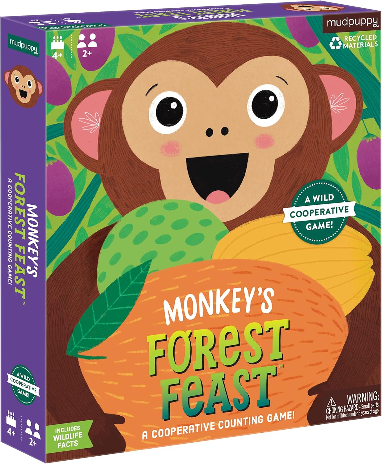 Monkey’s Forest Feast Cooperative Game from Mudpuppy, Great for Family Game Night, Easy to Play, Teaches Counting, Simple Math, and Color Matching, Ideal for 2+ players, Ages 4+, Instructions Included