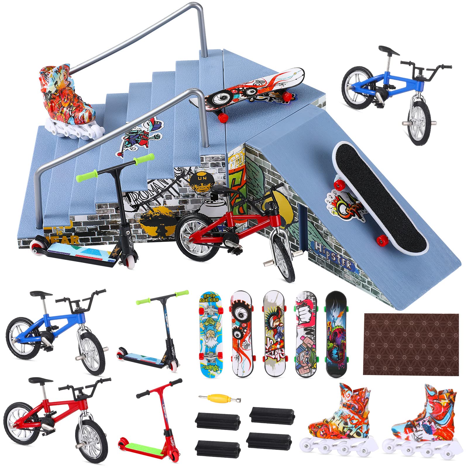 Buy Fingerboard Ramps Kit, 24 Pcs Fingerboard Skatepark Finger