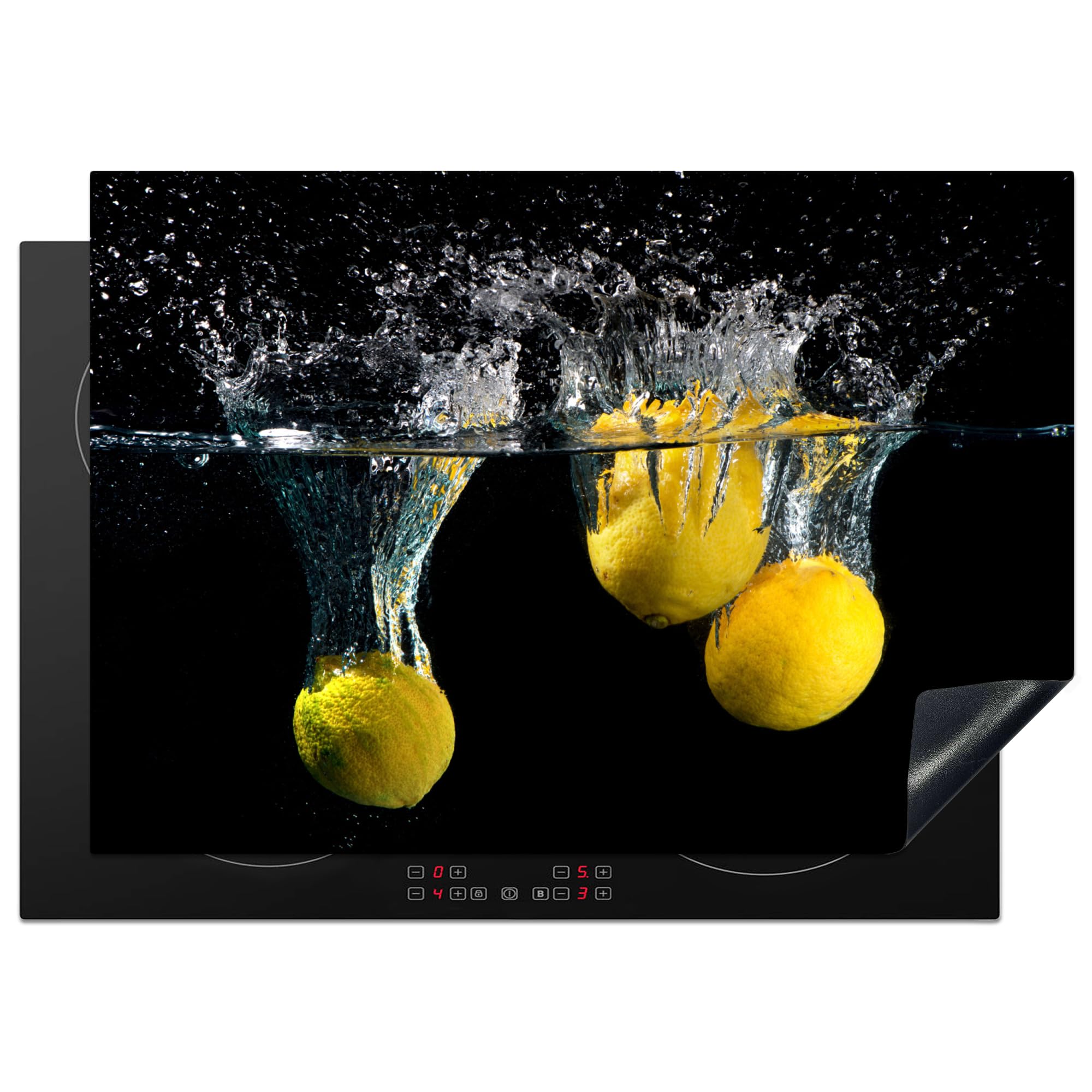 KitchenYeah© Induction Hob Cover Protector Mat 20.5"x29.5" / 75x52 cm Kitchen Universal Ceramic Covers for Electric Cookers Vinyl Lemon - Fruit - Still Life - Water - Yellow