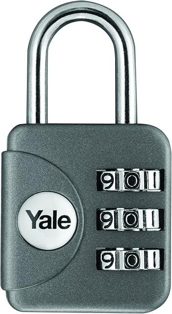 Yale YP1/28/121/1G Combination Travel Padlock, Grey, 28mm, pack of 1, suitable for travel bags and luggage