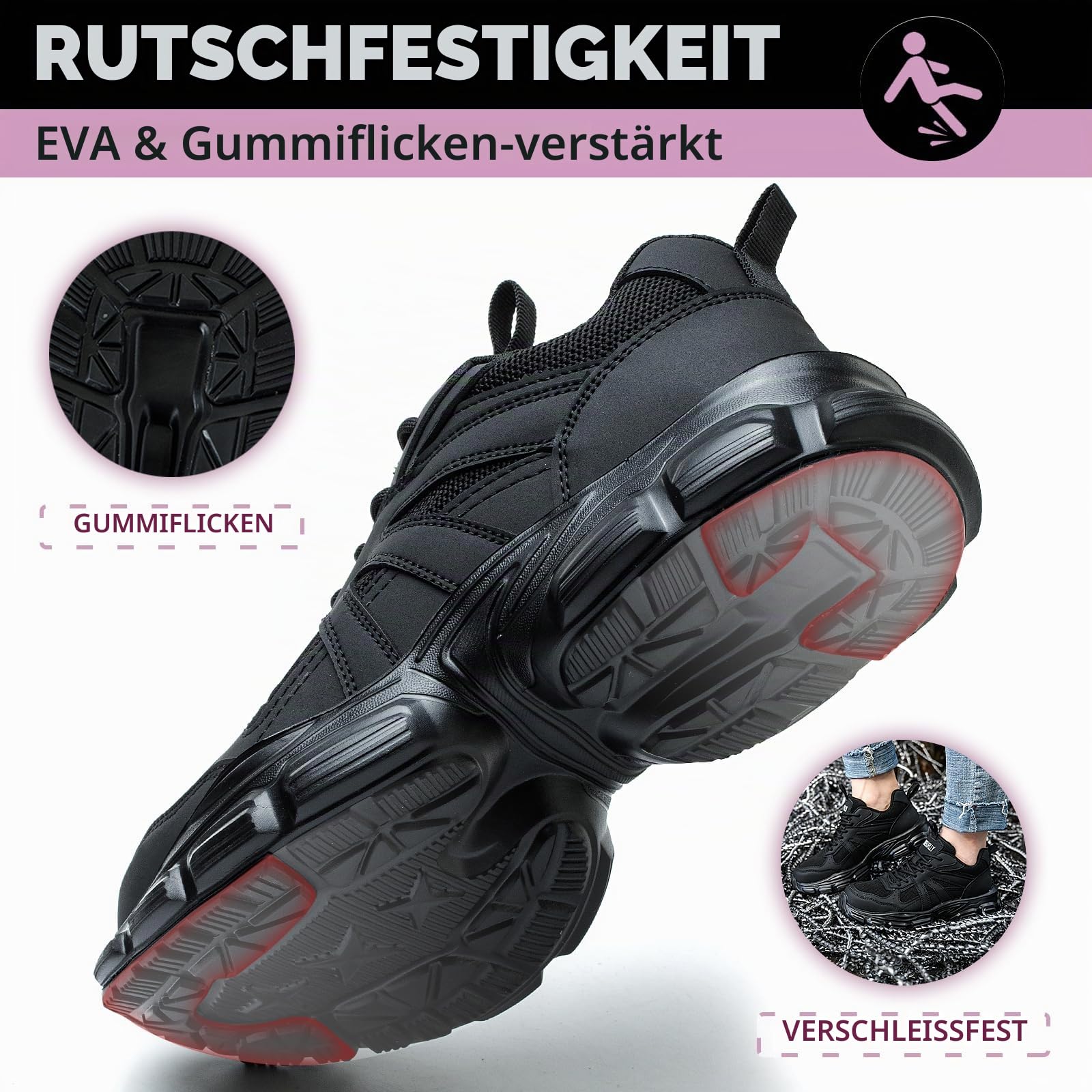 Sicherheitsschuhe Damen Leicht Arbeitsschuhe Atmungsaktiv rutschfest Stahlkappenschuhe Sportliche Schutzschuhe
