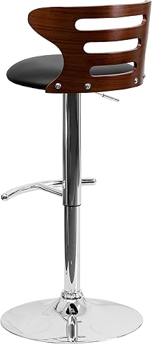 Miniatura 5 de Flash Furniture Taburete de bar de altura ajustable con tres ranuras en la parte trasera y asiento de vinilo negro