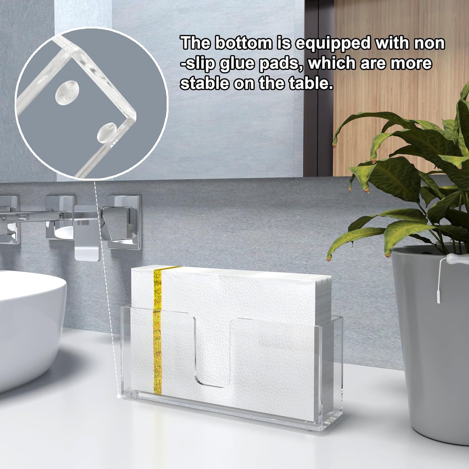 Acrylic Napkin Holders, Guest Towel Dispenser Napkin Paper Stand, 9 Inch Clear Hand Towel Storage Tray for Bathroom Vanity Countertop, Kitchen Counter, Dining Table Parties Weddings - Image 2