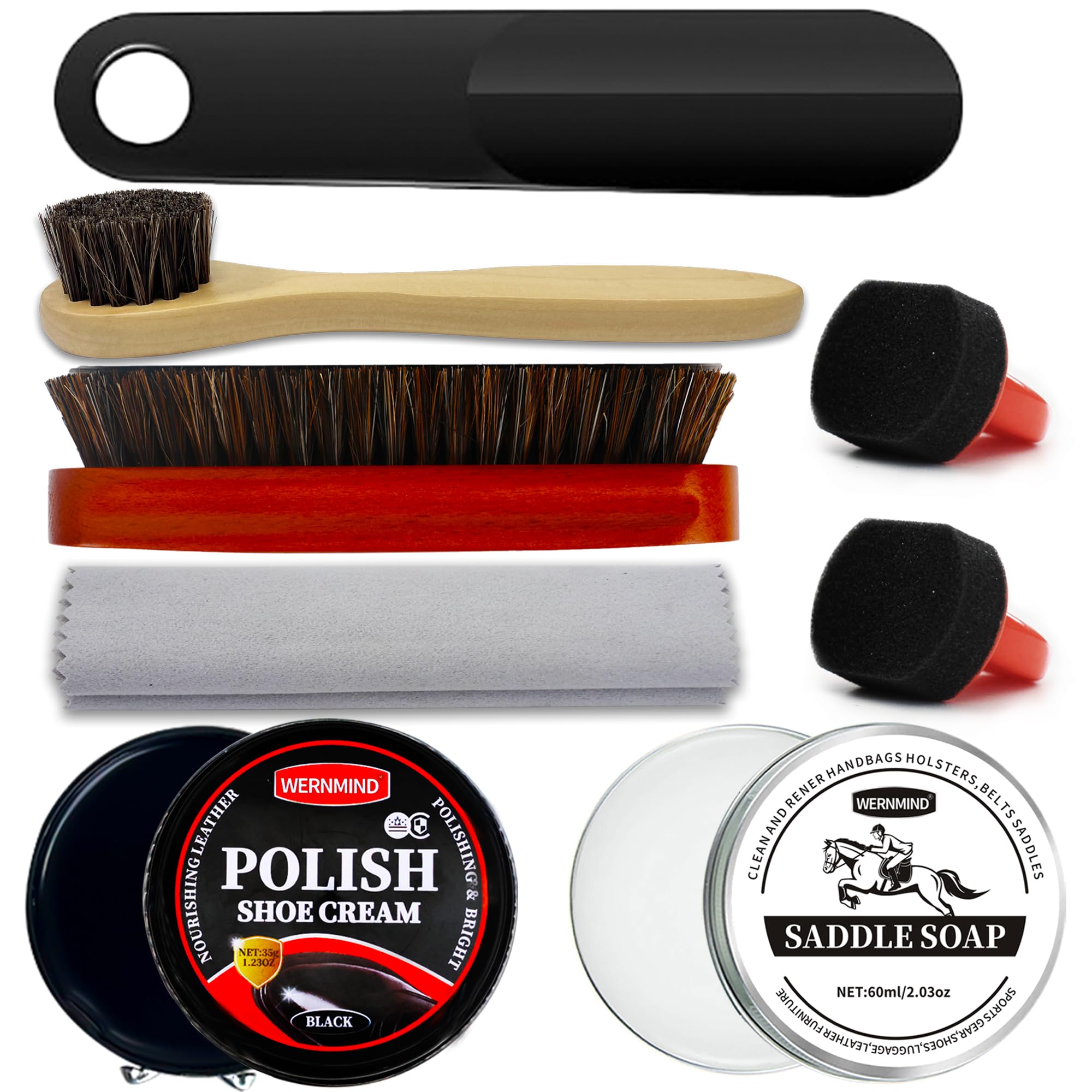 Black Brown Shoe Polish Kit Saddle Soap Mink Oil Boots Shoe Shine