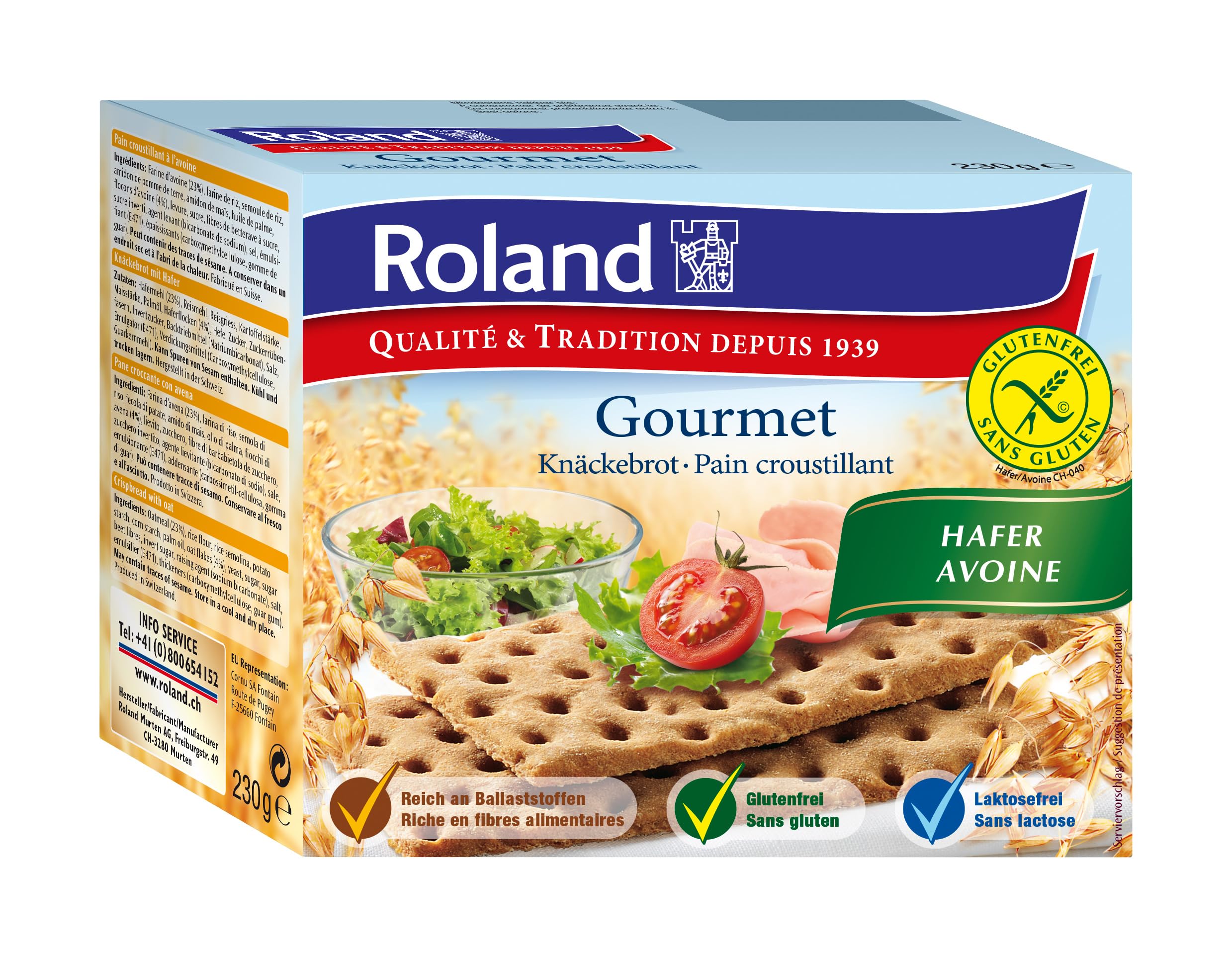 Roland Knäckebrot Hafer glutenfrei vegan 10er Pack 10 x 230 g