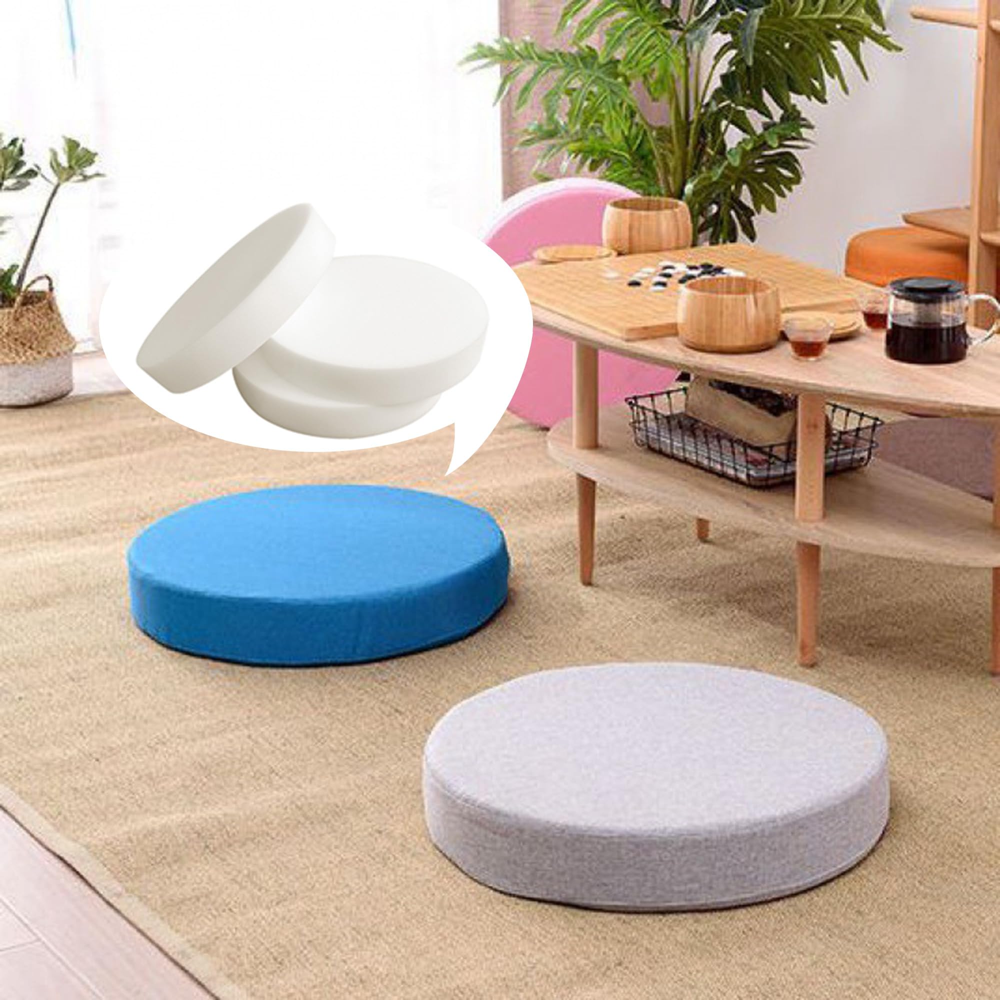Cojines de repuesto de espuma blanca para cama para mascotas, sofá y silla de comedor, acolchado redondo de espuma de alta densidad para accesorios del hogar, acolchado grueso de espuma para