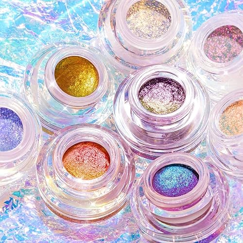 Miniatura 7 de FOCALLURE Sombra de ojos crema camaleón, sombras de ojos cremosas que cambian de color intenso, altamente pigmentadas metálicas, brillantes,