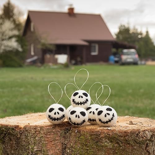 Miniatura 4 de GLACIART ONE Adornos de esqueleto de fieltro de lana, paquete de 6, decoración de manualidades para fiestas, decoración de terror para fiesta de