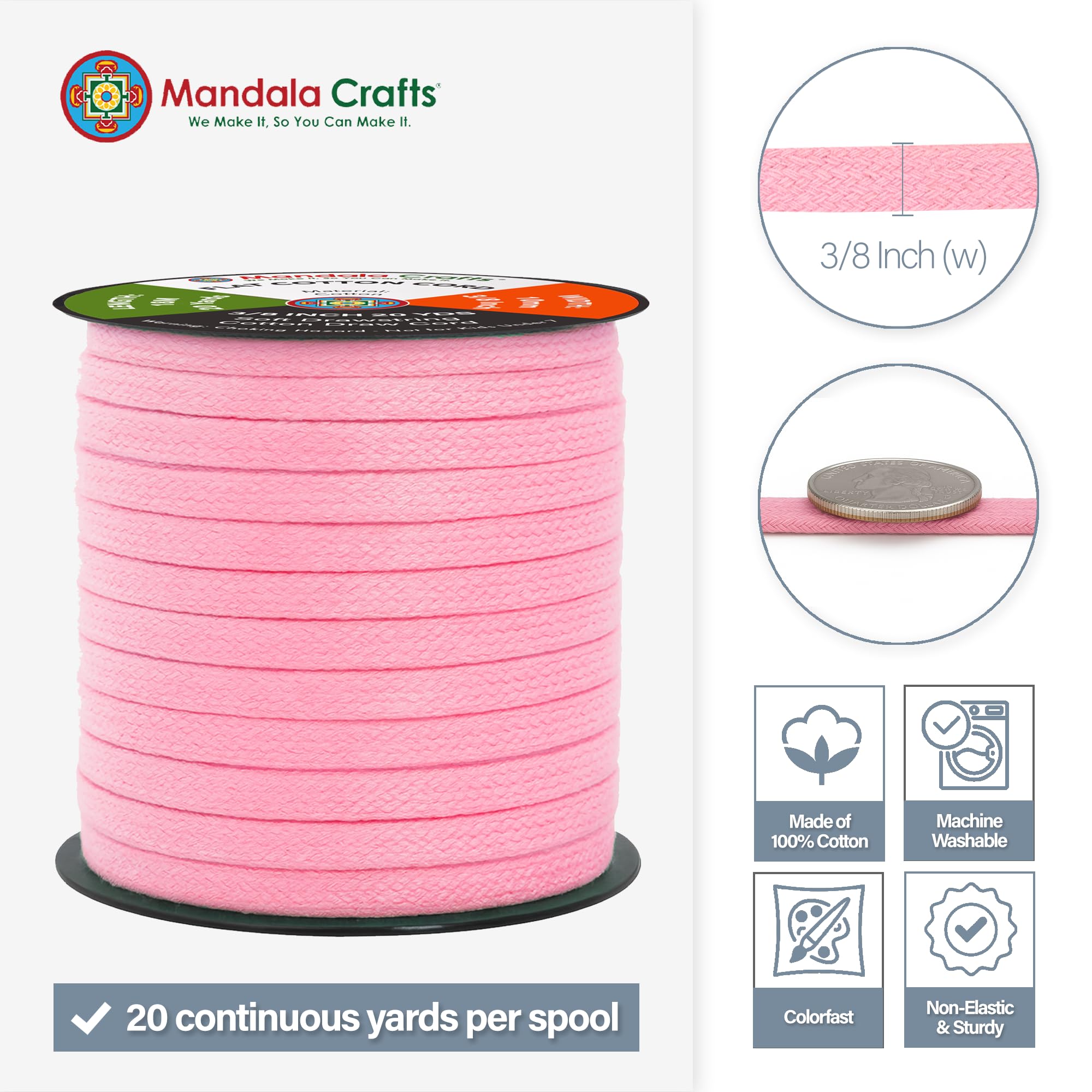 Amazon.com: Mandala Crafts Light Pink Flat Drawstring Cord