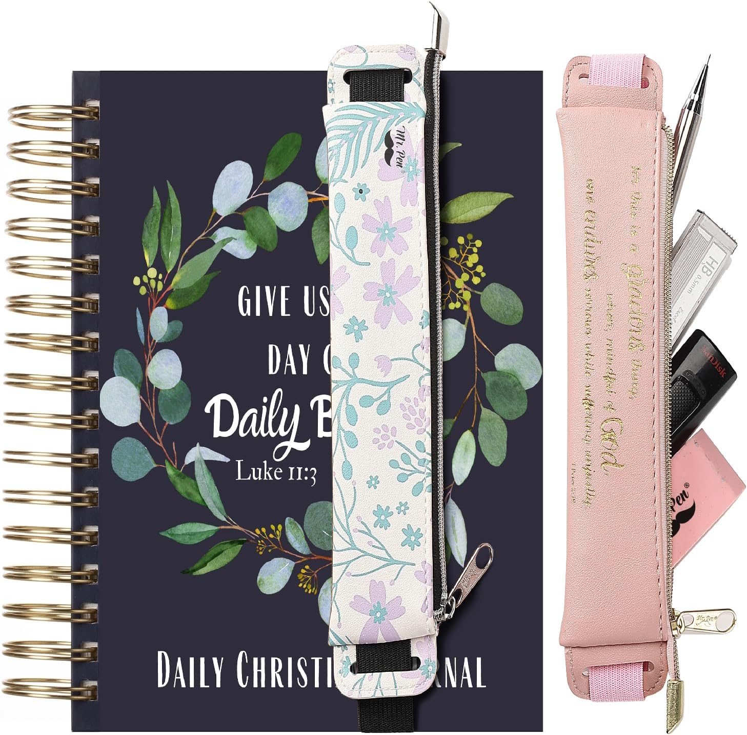 Mr. Pen - Adjustable Leather Pen Holder, 2 Pcs, 8" x 1.5"