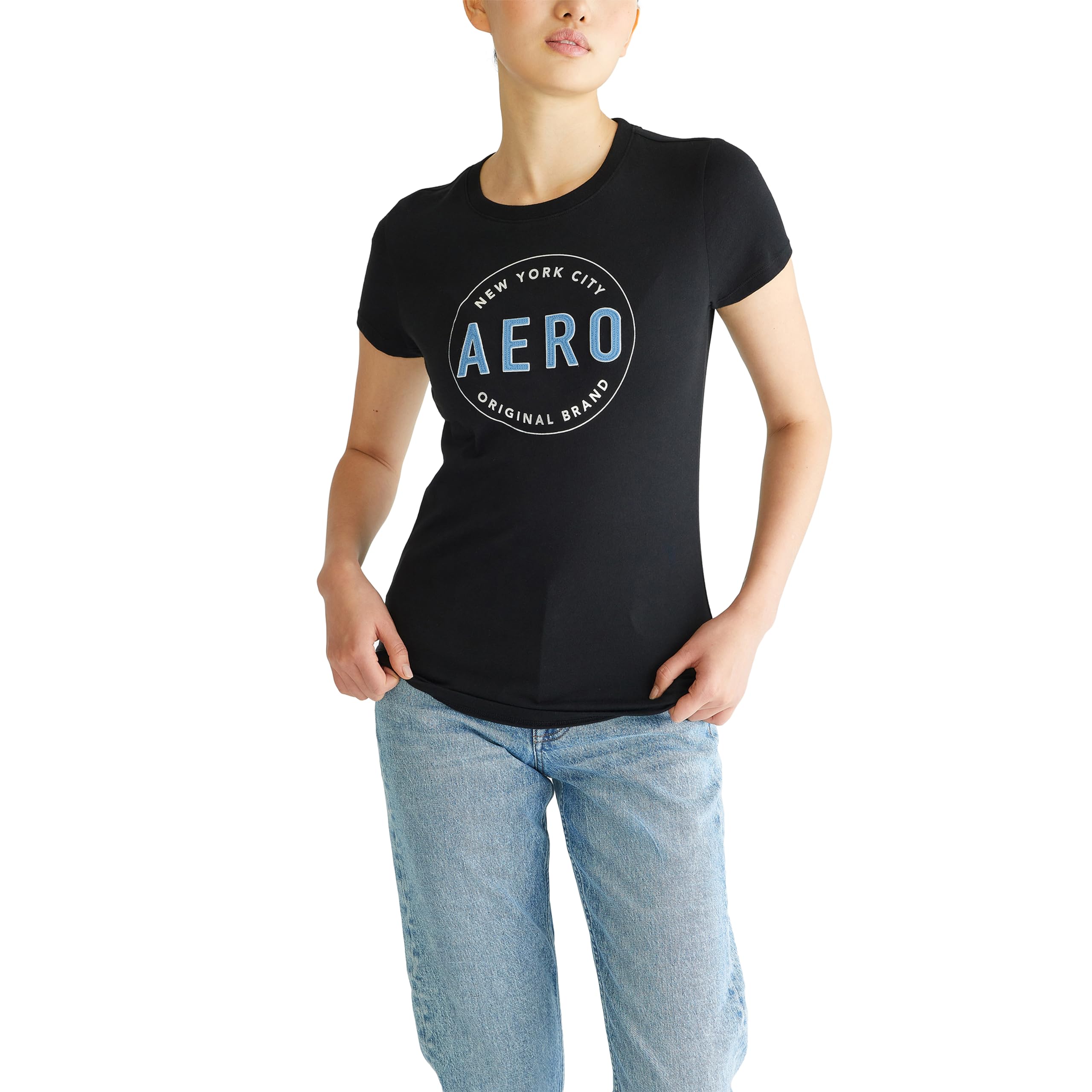 

                                                    Aeropostale Women's Circle Short Sleeve Graphic Te