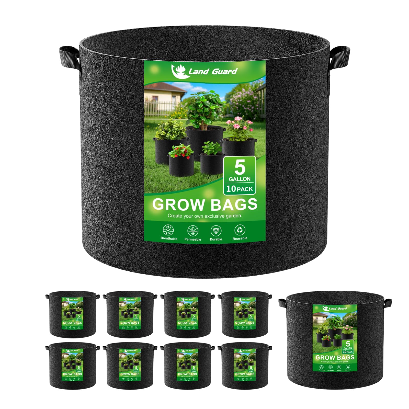 Land Guard 10-Pack 5 Gallon Grow Bags