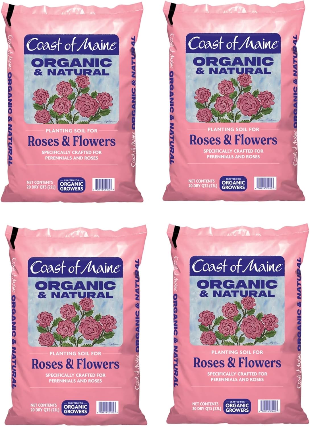 Coast of Maine Organic & Natural Planting Soil for Roses & Flowers - Premium Garden Soil w/Composted Manure, Sphagnum Peat Moss for Multi Use In Ground & Containers - Enhanced Drainage (20 Qt)