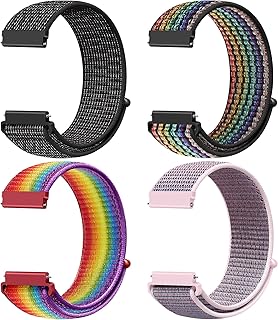 Quick Release Watch Strap 22mm 20mm 19mm 18mm, Nylon Sport Loop Bands for Samsung Galaxy Watch/Garmin Watch/Fossil Watch/Amazfit Watch/Huawei Watch Nylon Replacement Strap Women Men,4pcs