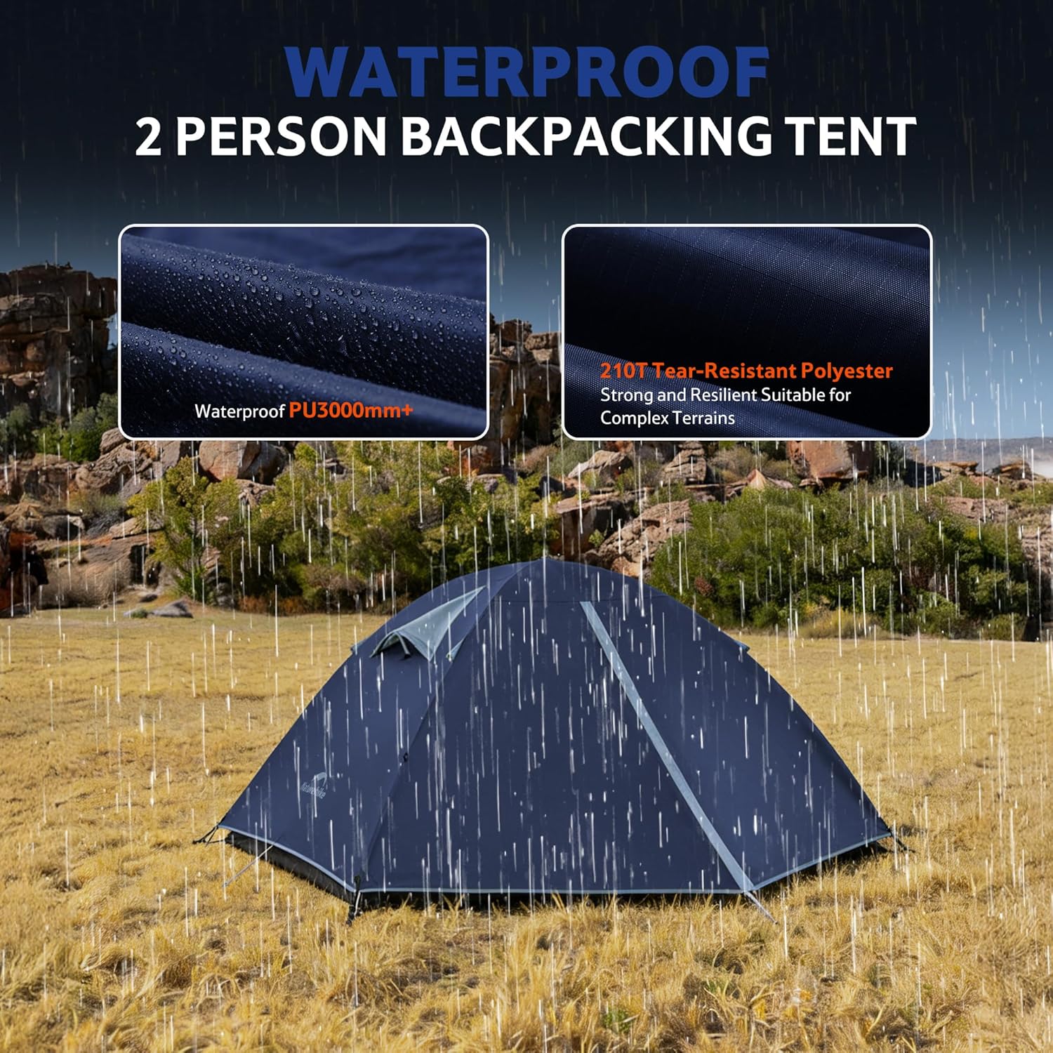 Naturehike Bleik-A 2-3 Person Camping Tent, Waterproof Double Layer Lightweight Backpacking Tents for Camping