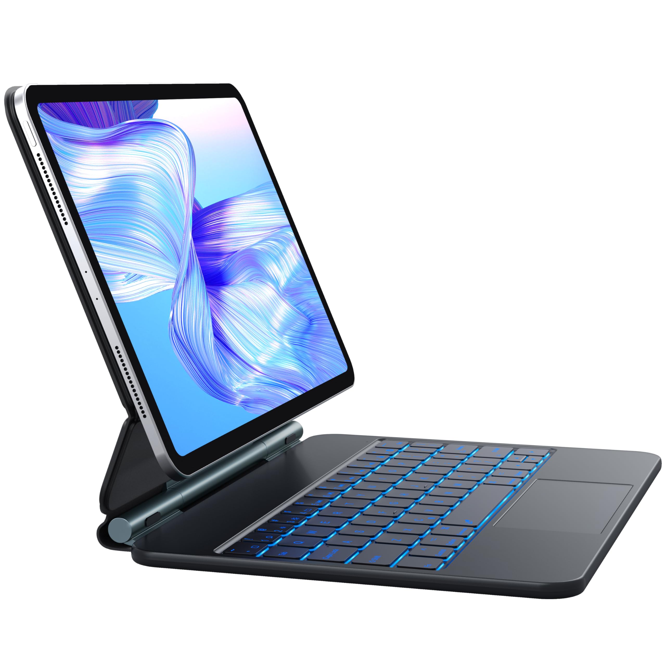 CHESONA iPad 10th Generation Case with Keyboard, Multi-Touch Trackpad with 7 Color Backlit, Floating Cantilever Stand Wireless Keyboard for iPad 10th Gen. 10.9" 2022 Black