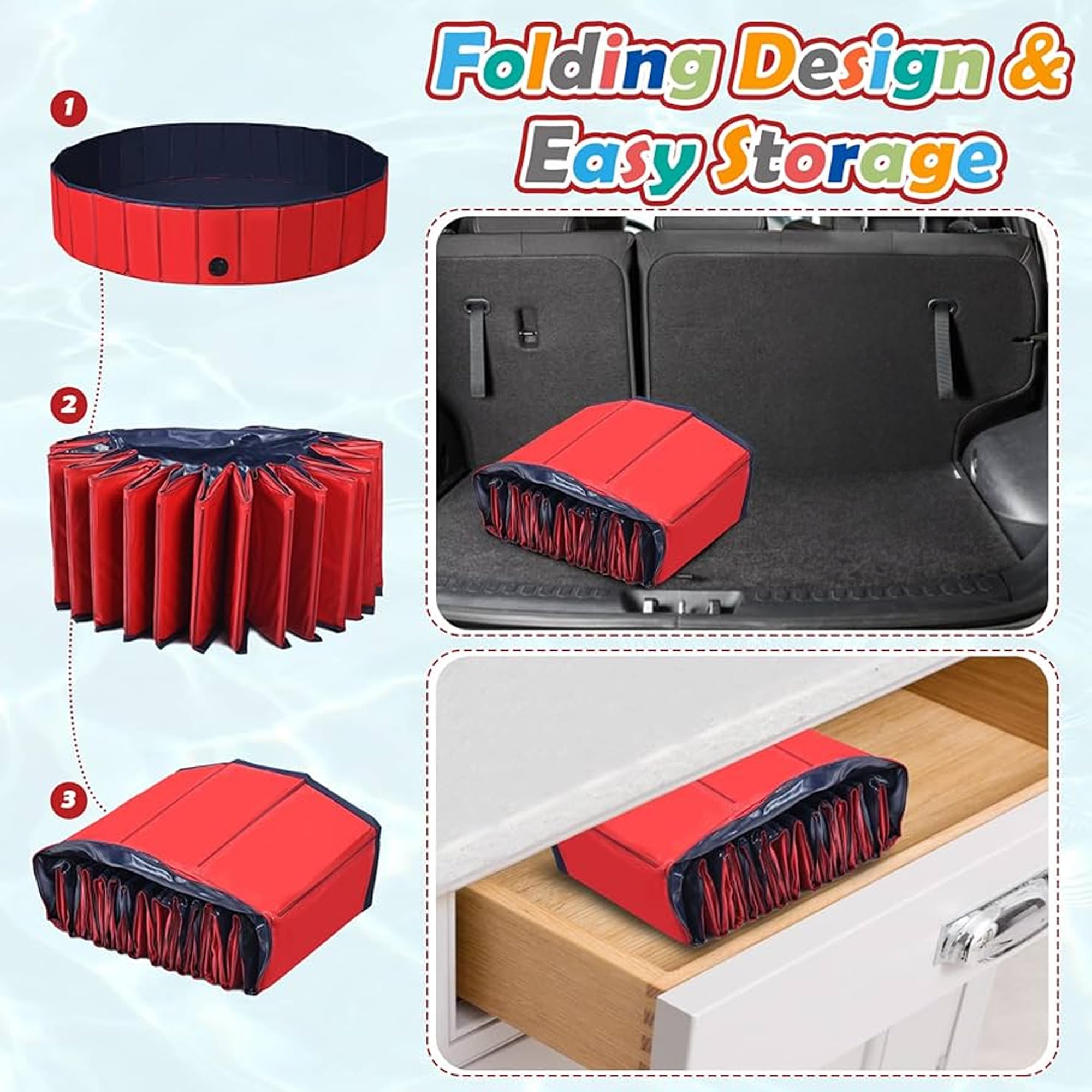Kidology 4-in-1 Foldable Kids Pool - Ball Pit, Sandbox & Toy Storage Durable & Portable Outdoor/Indoor Activity Pool Ball Pit Structure for Toddlers & Kids - Balls Not Included (Red, 80 * 20Cm) - Image 9 thumbnail