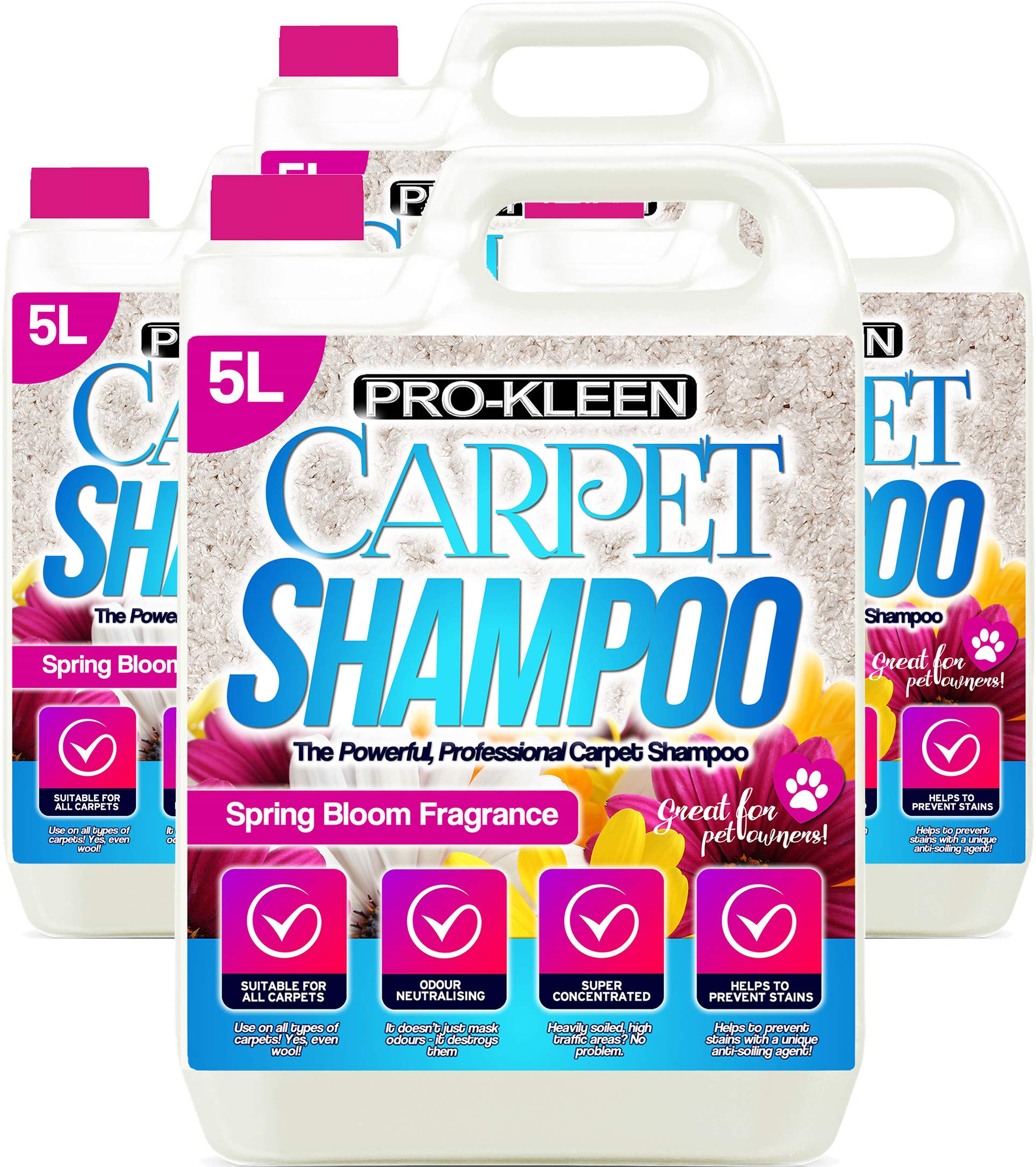 4 x 5 litres Professional Spring Bloom Concentrate Carpet Shampoo (Works with All Machines)
