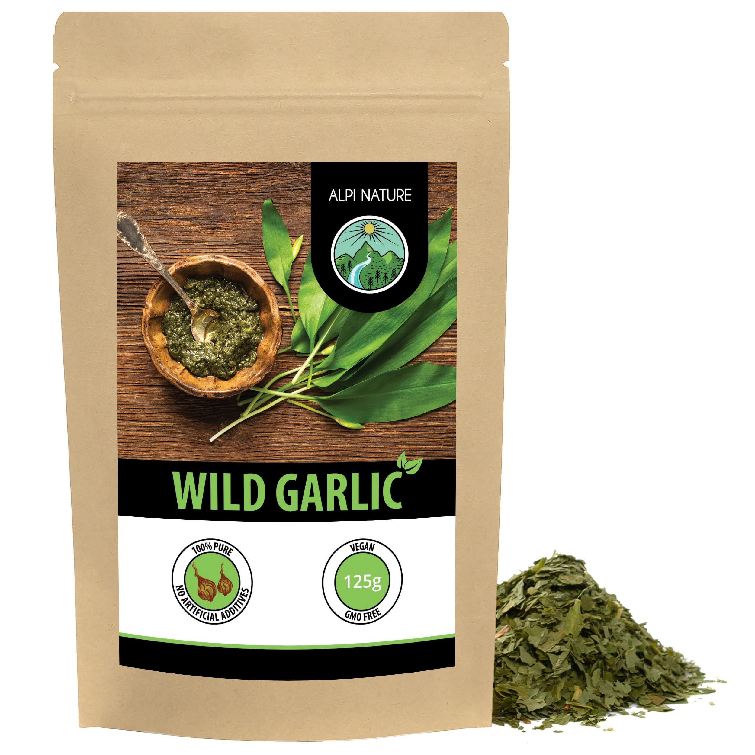 Alpi Nature Wild Garlic 125g 4.4 oz, Dried and Chopped Wild Garlic Seasoning for Cooking