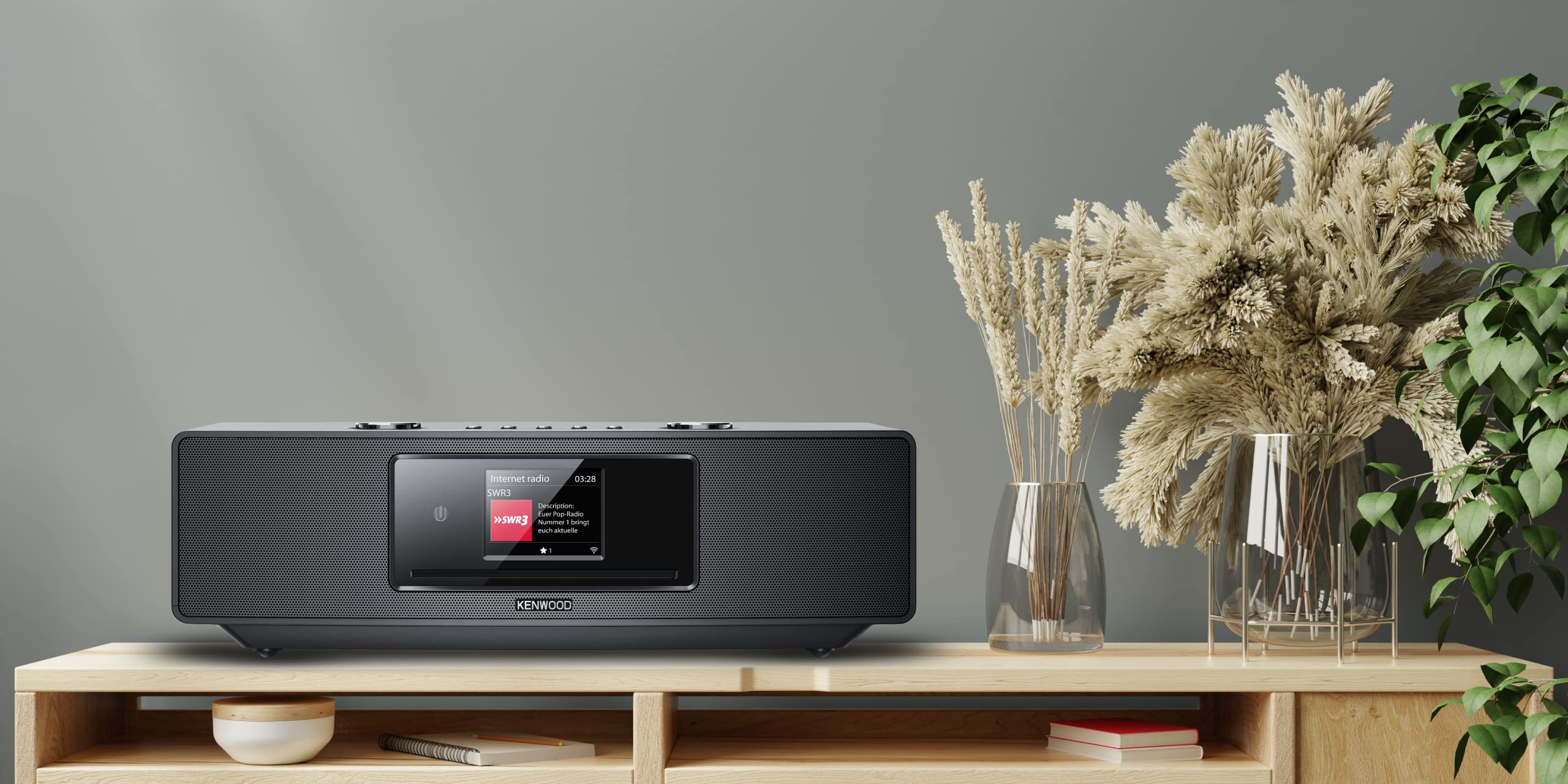 KENWOOD Radio DAB WiFi CR-ST700SCD, Radio Digitale DAB+ WiFi, Wyświetlacz 7,1 cm, Orologio Radiosveglia, Odtwarzacz CD, USB, Czarny