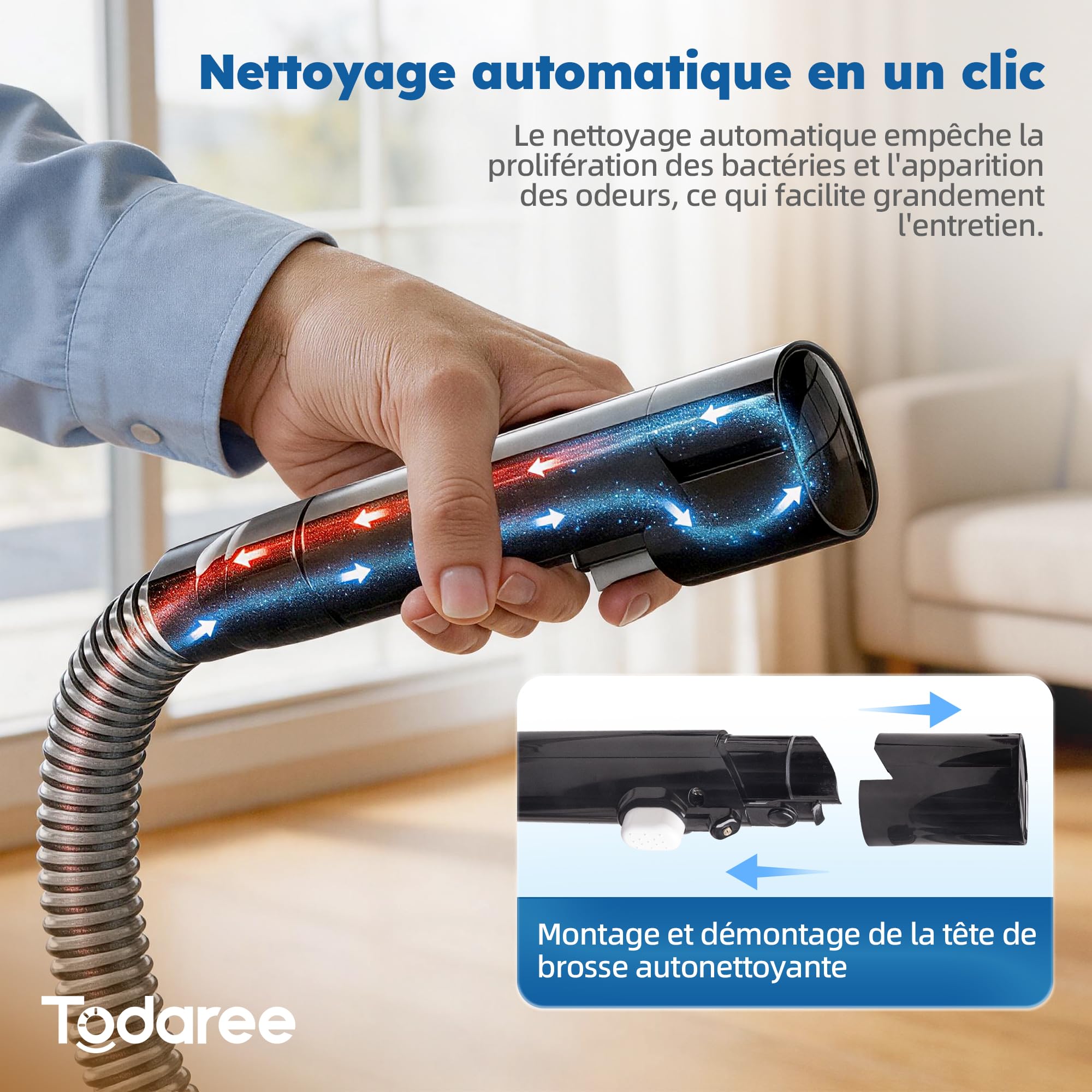 Nettoyeur Canapé et Moquette, Shampouineuse Tapis 14 kPa, Aspiration Puissante Eau Froide, Double Réservoir Auto-Nettoyant pour Siège Auto Matelas