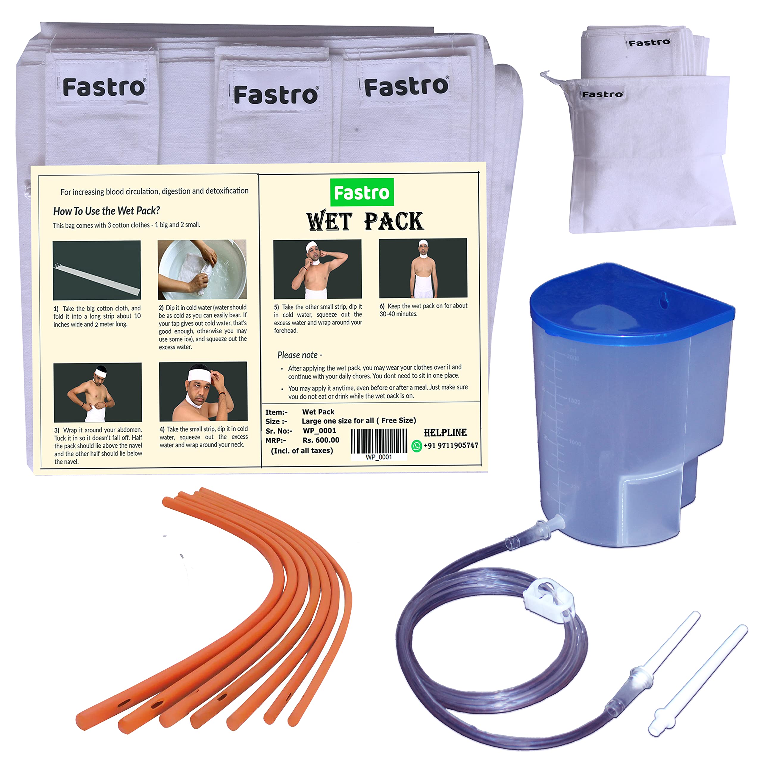 Fastro PVC Enema Kit 2000ml for Home Use and Wet Pack Cotton Patti Set Detox Body and 7 Enema Rubber Pipe with Instruction User Mannual for Men and Women Combo Pack (B0B85ZPN3K) Amazon Price History, Amazon Price Tracker