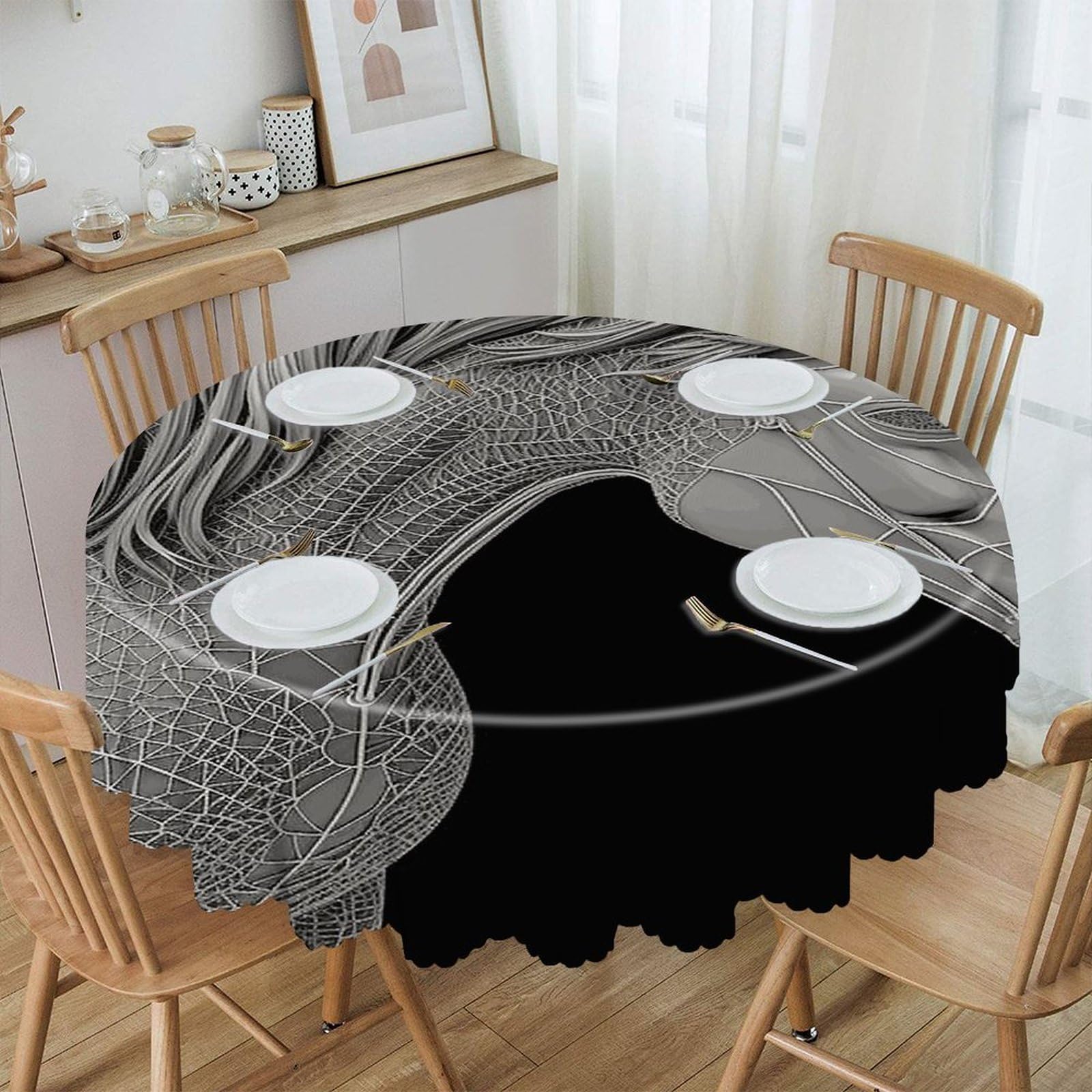 VstaDank 3D View Horse Round Tablecloth 60 Inch Easy to Clean Circle Table Cover Thick Decorative Round Polyester Table Cloth for Dining Kitchen Party Farmhouse Outdoor