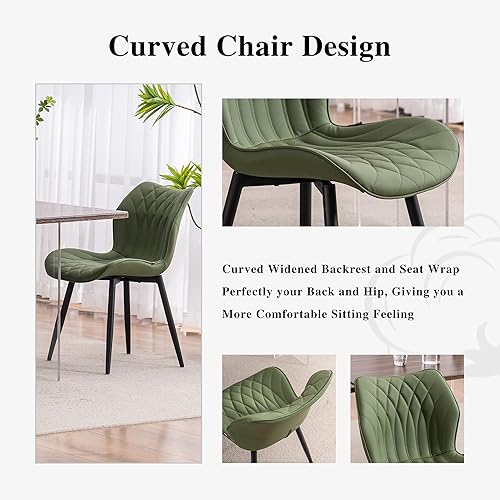 Miniatura 3 de YOUNIKE Juego de 2 sillas de comedor tapizadas de piel sintética para cocina, comedor, modernas de mediados de siglo, sillas auxiliares con respaldo