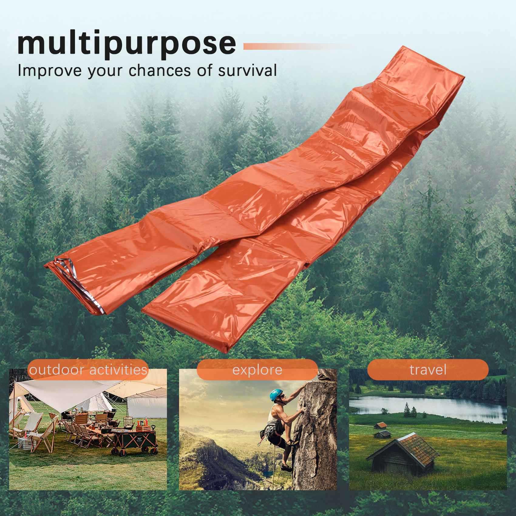 Manta de Supervivencia TéRmica Impermeable de de Dormir de 16 Paquetes para Senderismo Al Aire Libre