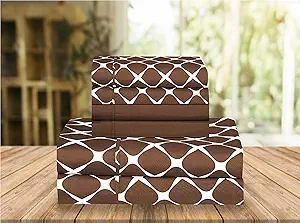 Elegant Comfort Luxury Soft Bed Sheets Bloomingdale Pattern - 1500 Premium Hotel Quality Microfiber Softness Wrinkle and Fade Resistant (6-Piece) Bedding Set, California King, Chocolate
