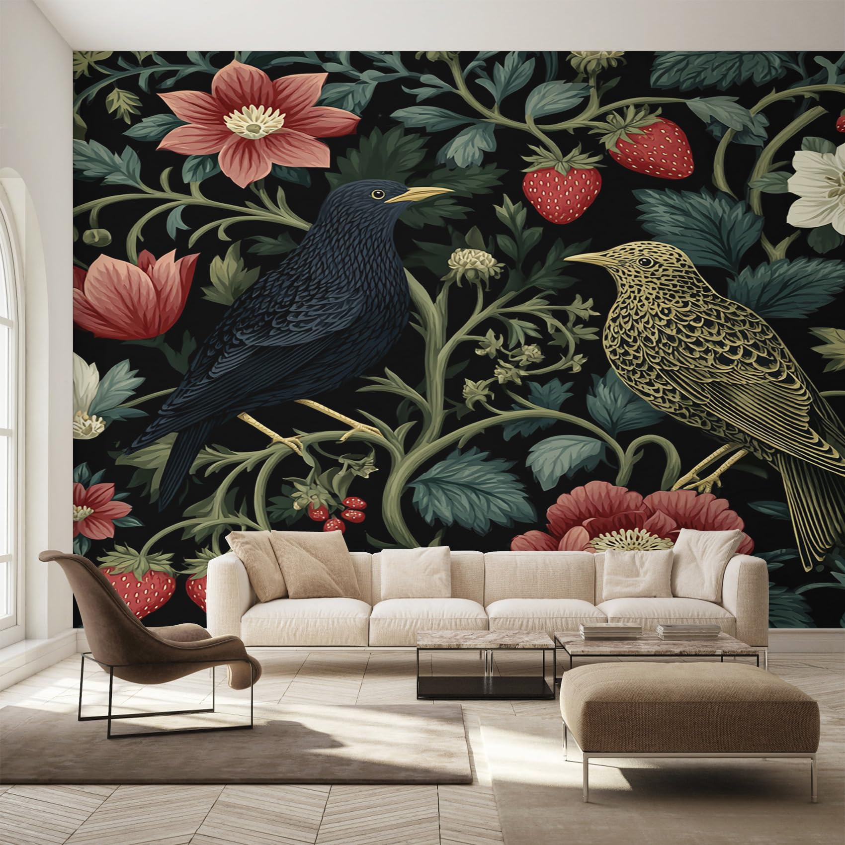 Papier peint panoramique William Morris intissé vintage haut de gamme déco murale salon Y&W52