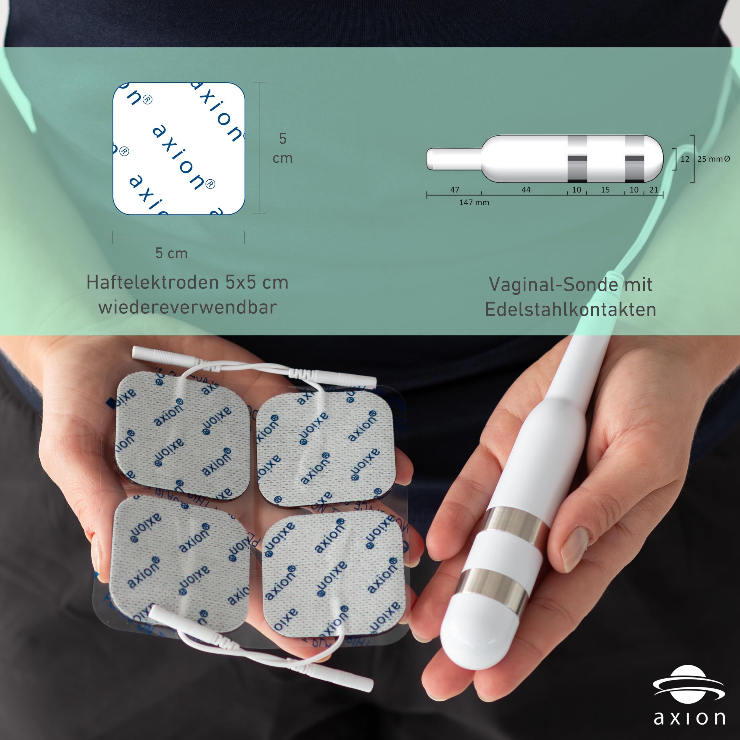 axion® Stim-Pro I-3000 Beckenbodentrainer - Frau mit Vaginalsonde gegen Inkontinenz I 4 EMS Programme, 80 Intensitätsstufen, USB-C Akku, Timer & Speicher I Zertifiziertes Medizinprodukt nach MDR | Mit Vaginalsonde gegen Inkontinenz. 4 EMS Programme, 80 In