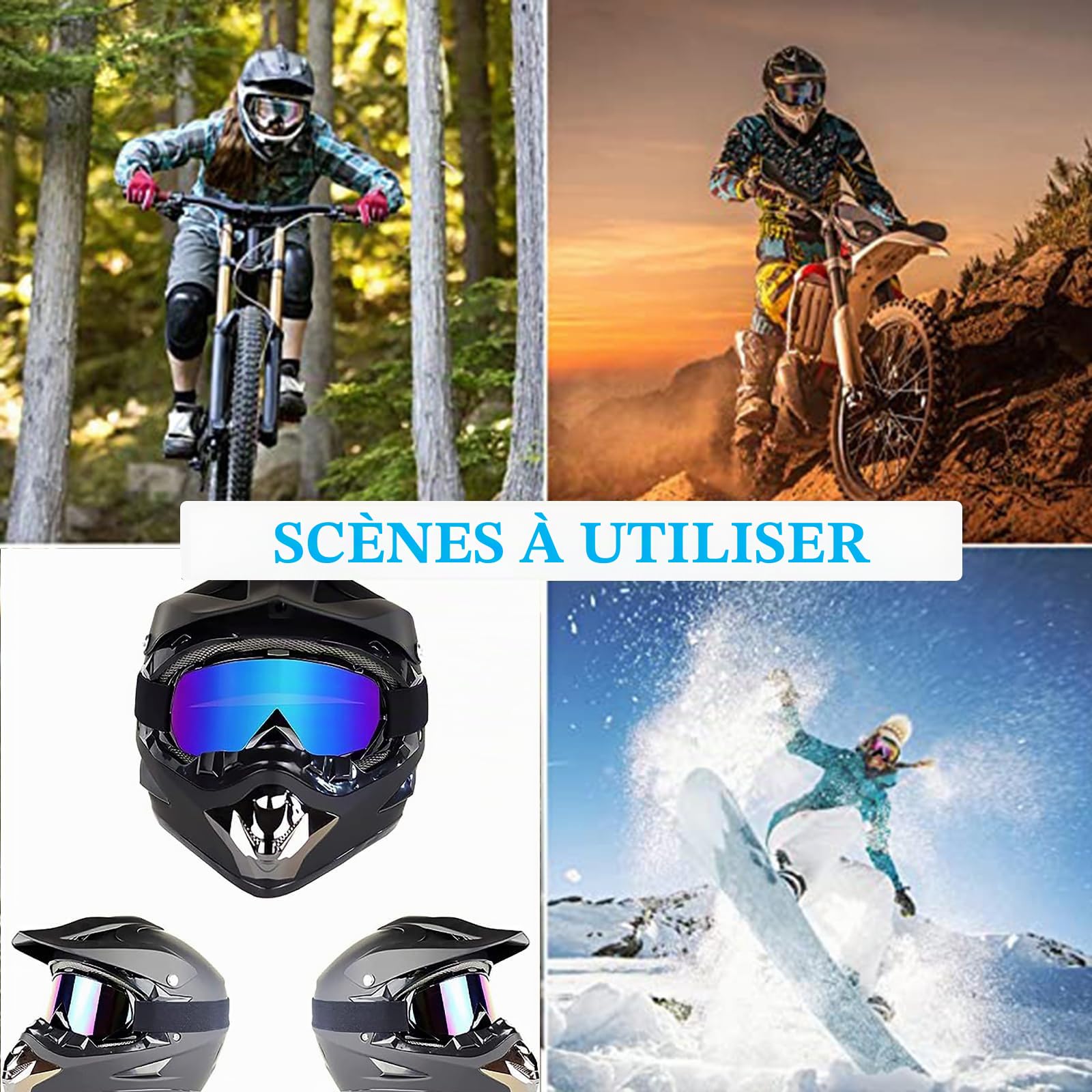 DONGZQAN Masques et Lunettes de Ski, Lunette de Ski Otg, Protection Uv400 Masques de Snowboard pour Hommes & Femme