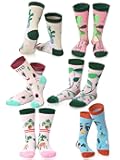 6 Pairs Funny Plant Socks for Women Novelty Gardening Crew Socks Birthday Plant Lover Gifts for Mom Gardening Worker Gardener Valentine's Day