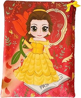 Funda artesanal grande para libros y tablets de Las Princesas Clásicas Chibi + marcapáginas regalo, algodón ecológico, acolchada y con cremallera. Regalo ideal para adolescentes (BELLA)