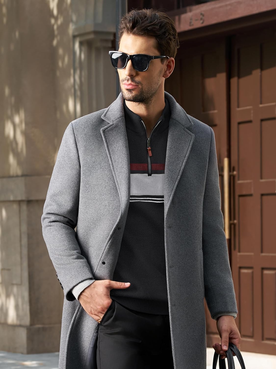 MAGNIVIT Men's Sweater Quarter Zip Striped Pullover Fall Winter Spring Color Block Polo Sweatshirts - Image 4