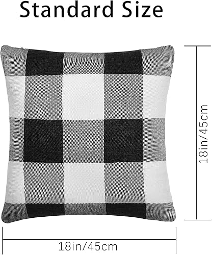 Miniatura 7 de Tosewever Juego de 2 fundas de almohada rústicas a cuadros de búfalo, fundas de almohada de lino y algodón para decoración del hogar, automóvil,